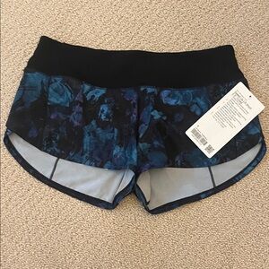 lululemon athletica Women's Blue & Black Floral Athletic Shorts